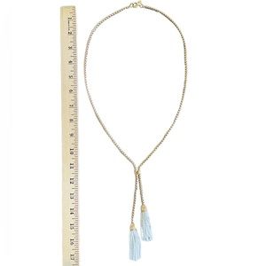 J.Crew Double Tassel Gold & White statement necklace